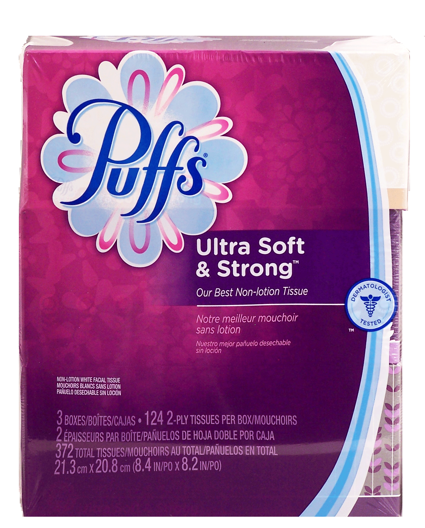 Puffs Ultra Soft & Strong non lotion white facial tissue, 124 2-ply tissues per box Full-Size Picture